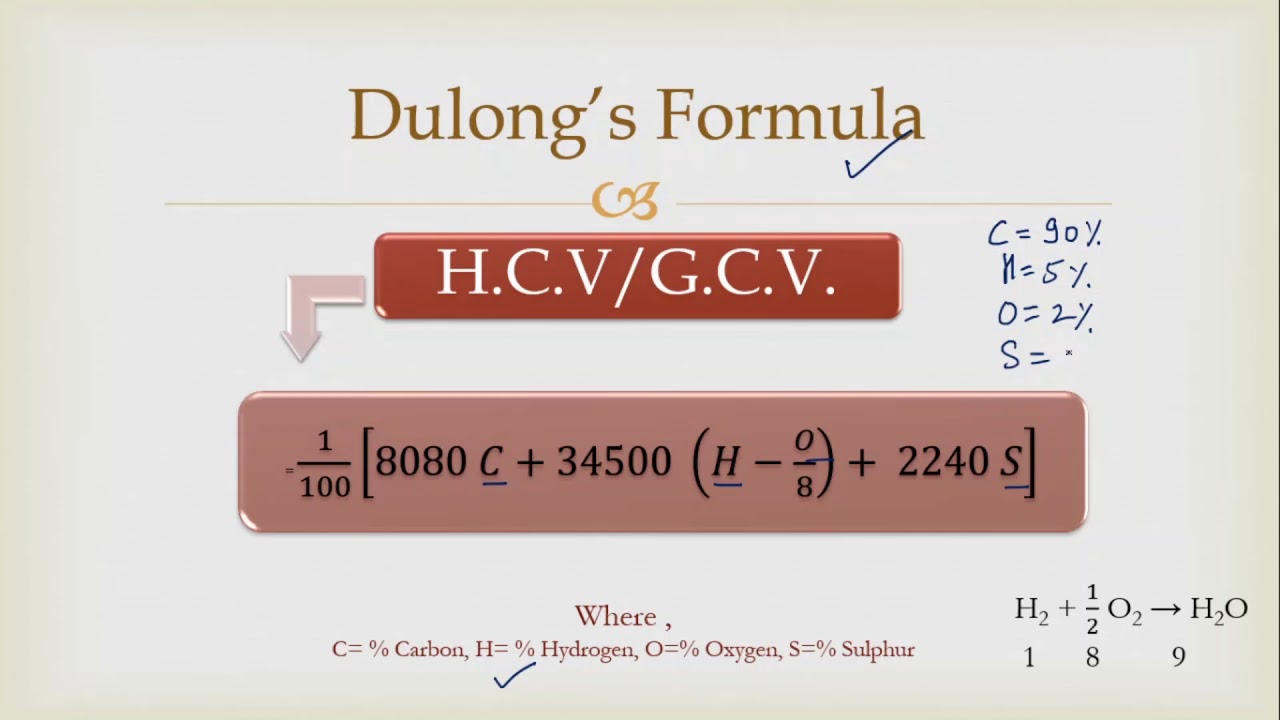 Fuel and Dulongs formula for calorific value