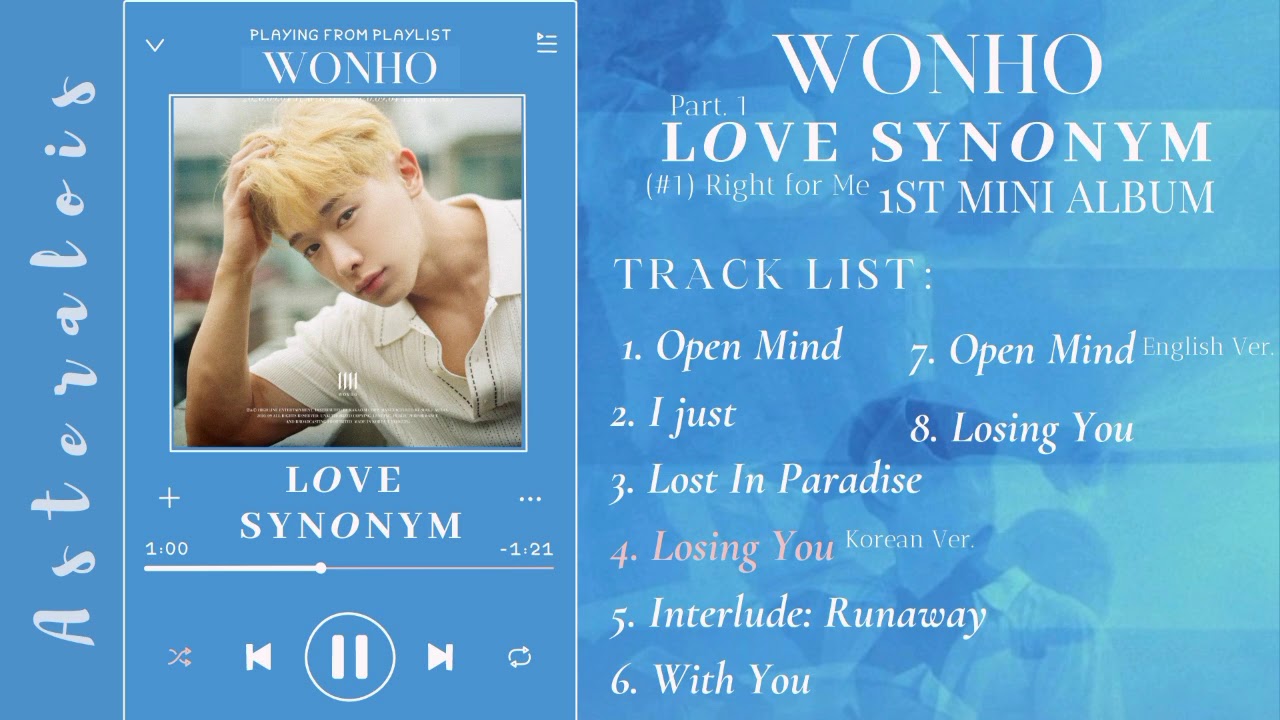 ♫︎ [FULL ALBUM] Wonho (워호) &mdash;&nbsp; Part.1 Love Synonym (#1)&nbsp;Right for me | 1st Mini&nbsp;Album