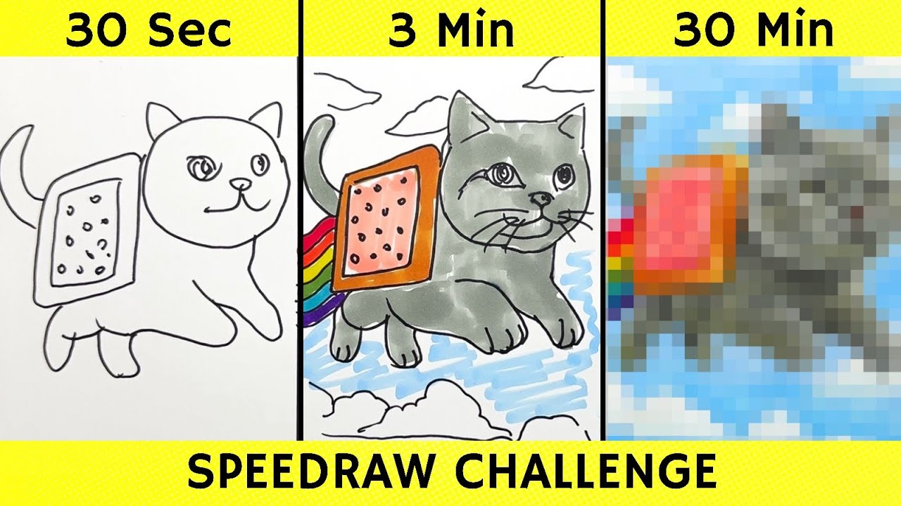 Drawing GATTATINO NYANINO in 30 sec, 3 min, and 30 min | Italian Brainrot | Fendraw