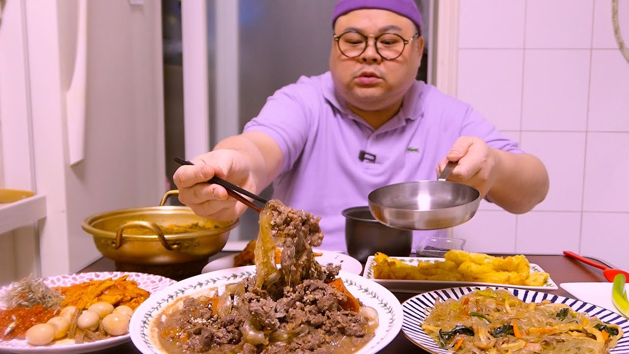 여동생의 생일상을 대신 받았습니다.│그립네요..(잡채, 불고기먹방)Mukbang Eatingshow [Bulgogi,Japchae,fried Squid]