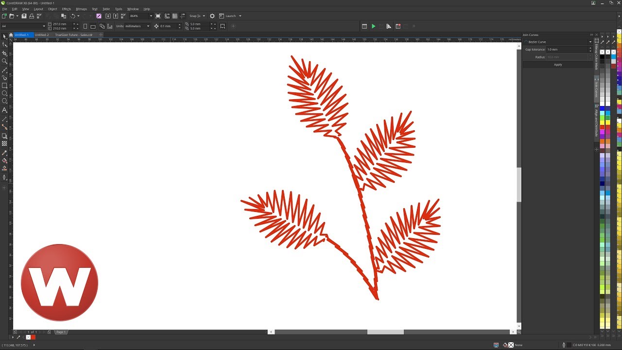 Converting an embroidery design into a stitch-like vector drawing in CorelDRAW