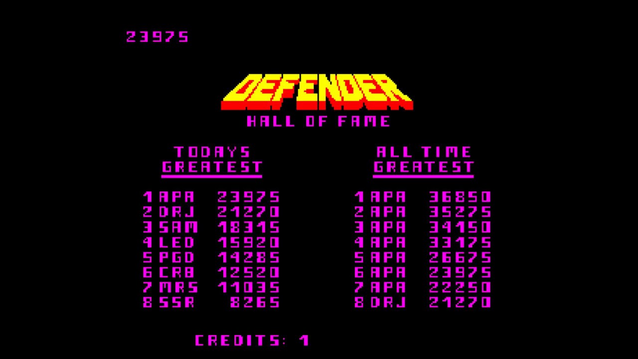 Defender gameplay on Mame64 for Windows 10