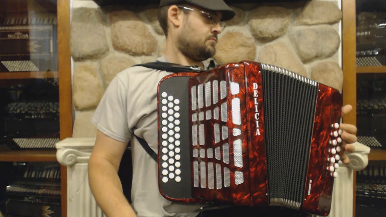 2744 - Red Delicia Favorit III Diatonic Button Accordion GCF MMM 37 12 $995