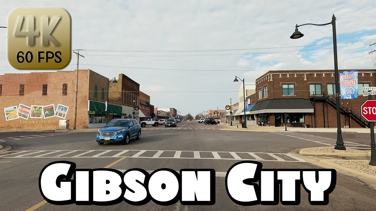 Driving Around Small Town Gibson City, Illinois in 4k Video