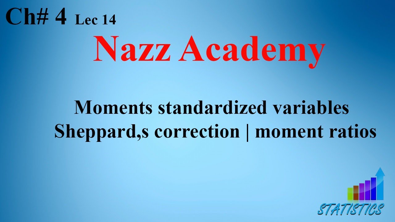 Moments standardized variables Sheppard,s correction | moment ratios  Statistics Ch# 4 Lec 14