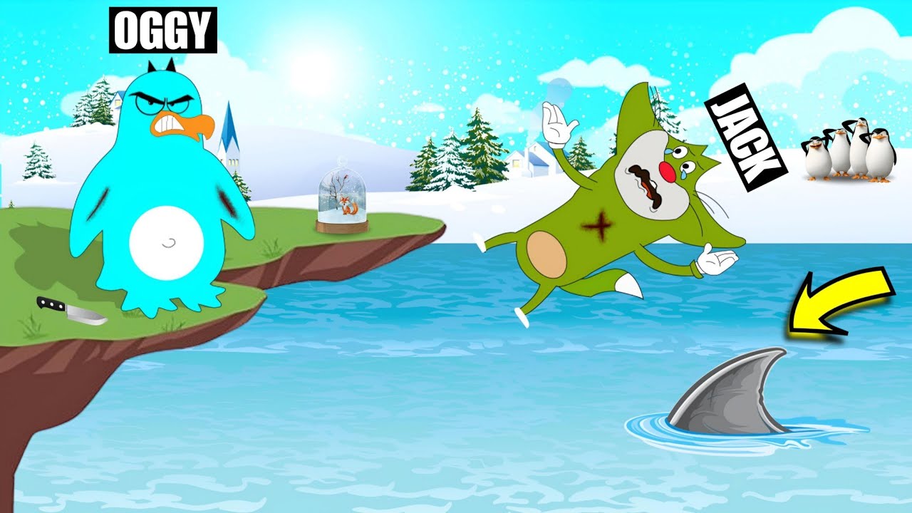 OGGY PENGUIN THREW A JACK ON THE SHARK WITH BOB | OGGY GAME