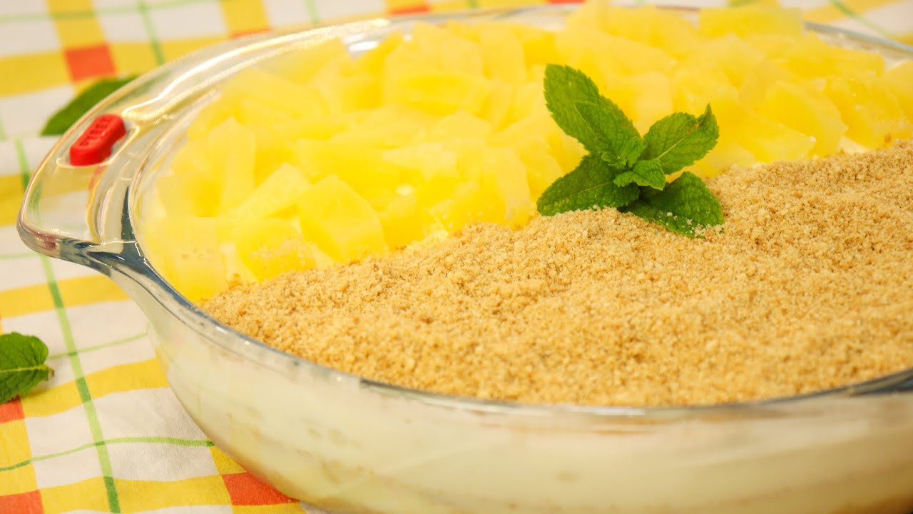 Sobremesa de Ananás e Bolacha | Receita Fresca para este Verão!