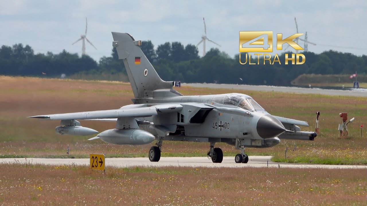 (4K) 2 Panavia Tornado ECR IDS German Air Force 45+70 46+32 departure Schleswig Jagel Air Base ETNS