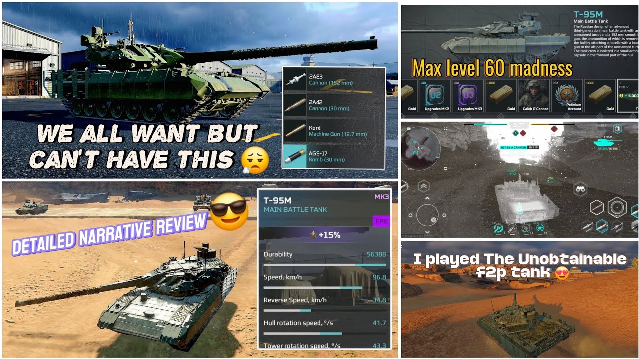 MWT Tank Battles Level 60 T95 Tank most op unattainable tank gameplay & narrative full review