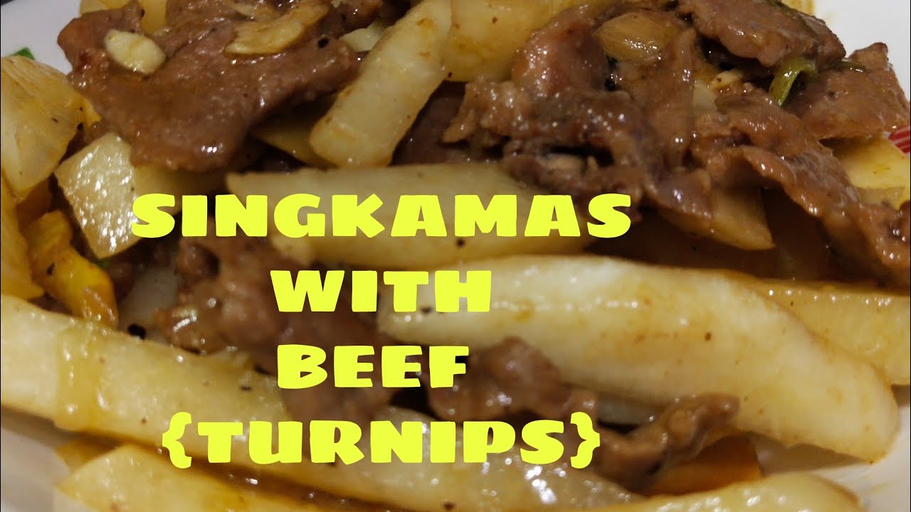 STIR FRIED TURNIP/SINGKAMAS WITH BEEF RECIPE. For low budget very simple and easy.