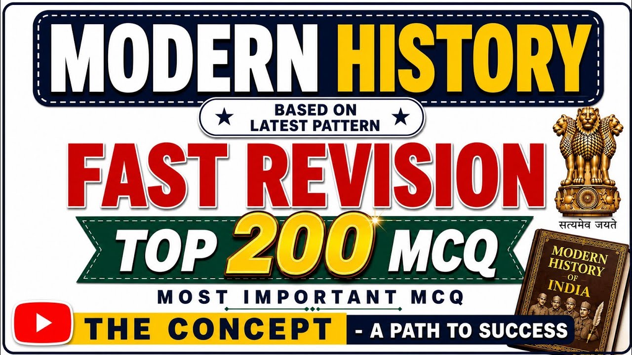 Most Important Top 200 MCQs of Modern History || Fast Revision MCQs of Modern History for 2026-27