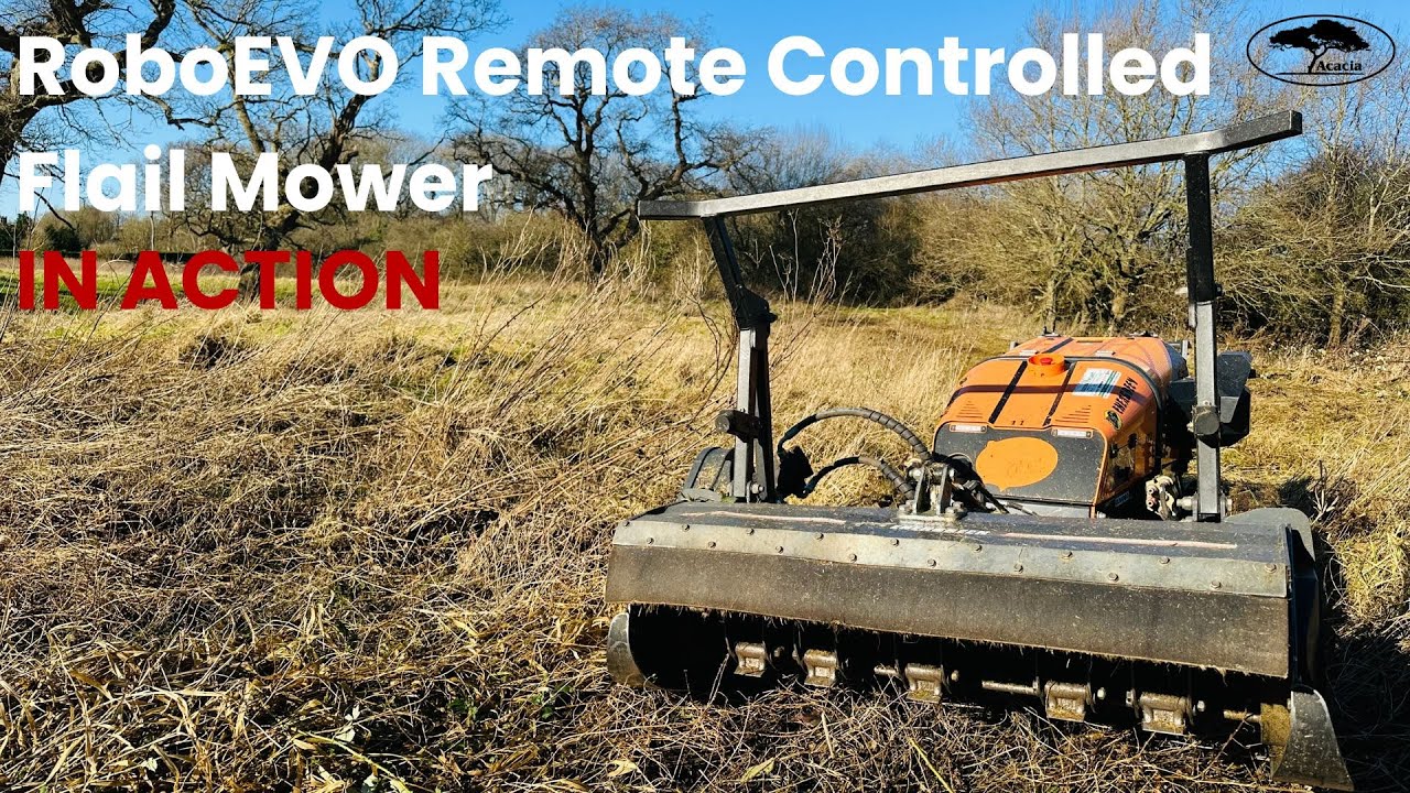 RoboEVO Remote Control Flail Mower in action