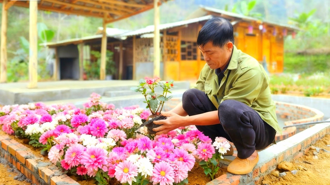 LAI helped COI build flowerbeds and plant flowers around the beautiful pond.