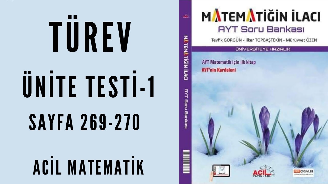MATEMATİĞİN İLACI AYT SORU BANKASI (Türev Ünite Testi-1)
