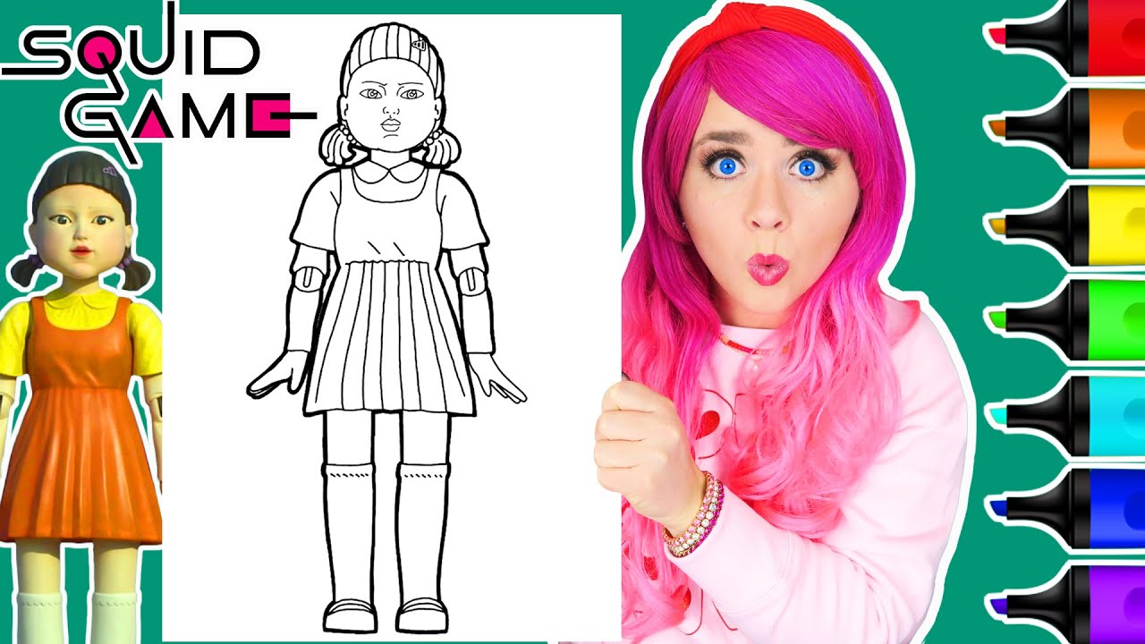 Coloring Squid Game Doll Red Light Green Light Coloring Page | Ohuhu Art Markers