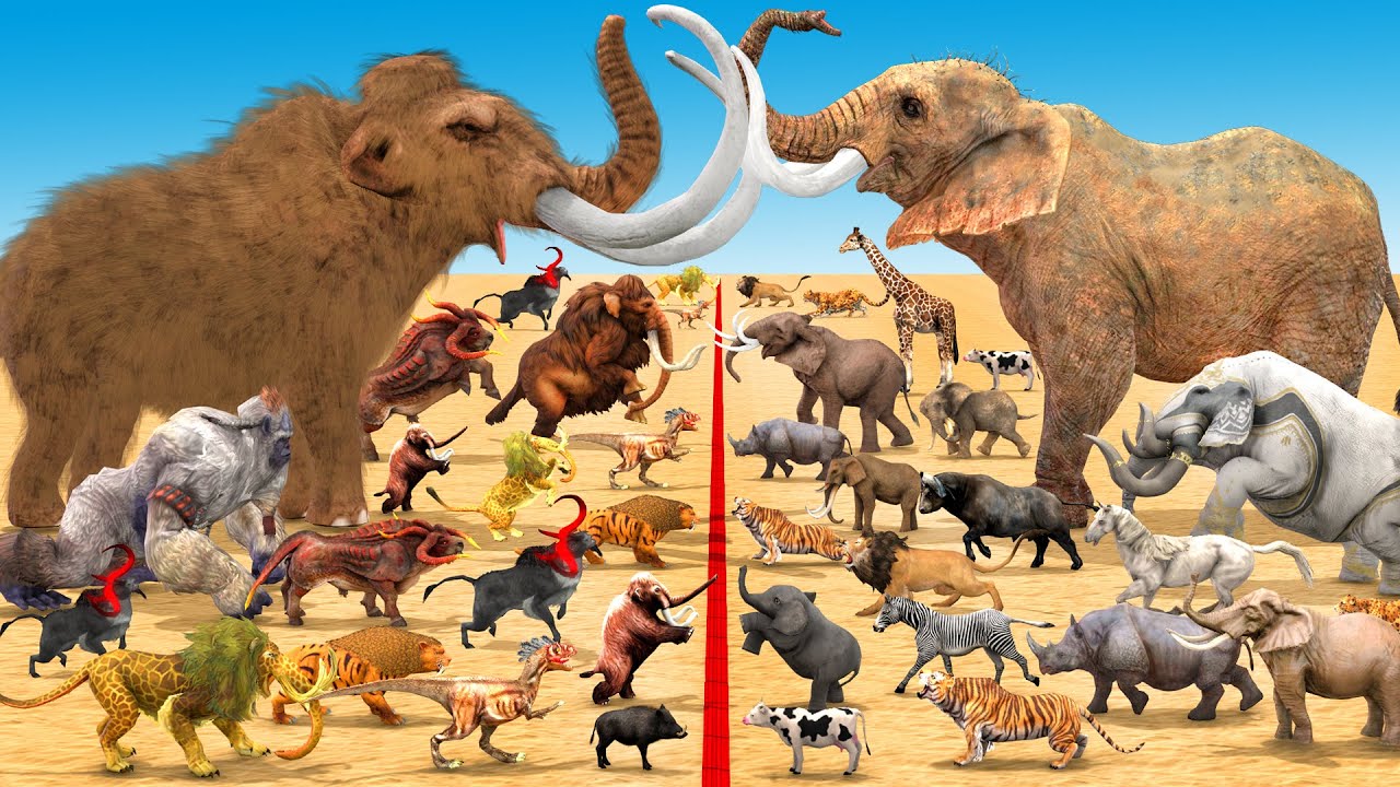 Animal Epic Battle Prehistoric Mammals VS Modern Mammals Size Animal Revolt Battle Simulator New