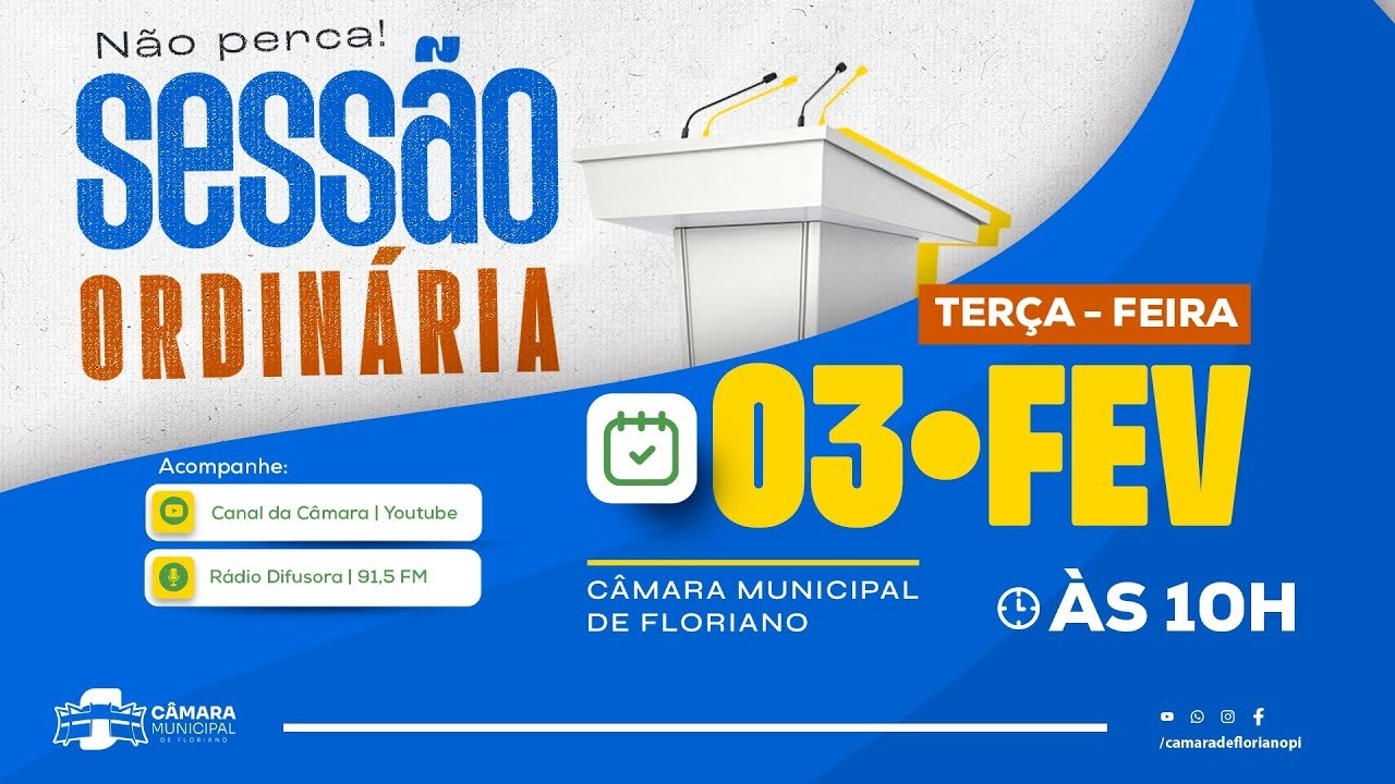 #transmissão - SESSÃO DA CÂMARA MUNICIPAL / Floriano-PI [ 03 - 02 - 2026 ]