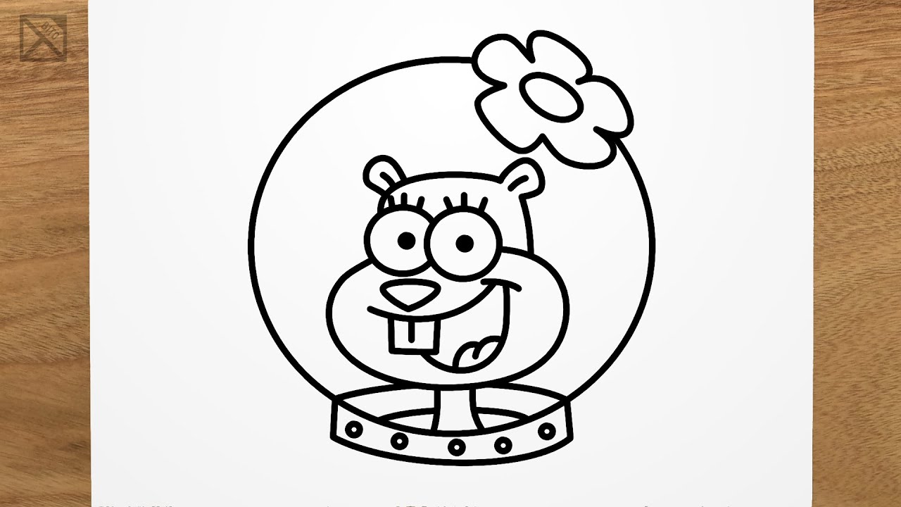 How to draw SANDY (SpongeBob) step by step, EASY