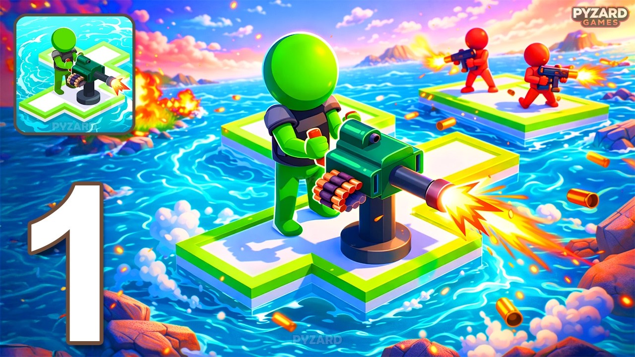 War of Rafts: Crazy Sea Battle - Gameplay Walkthrough Part 1 - Raft War Survival (Android, iOS)