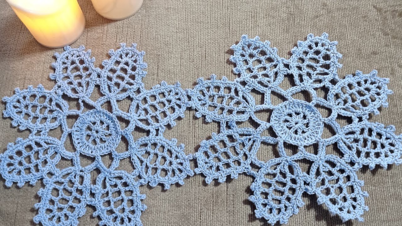 كروشيه وحدة أنيقة جميلة وريقات الشجر لعمل غطاء طاولة مفرش سرير طربيزة مع طريقة التشبيك Crochet cover