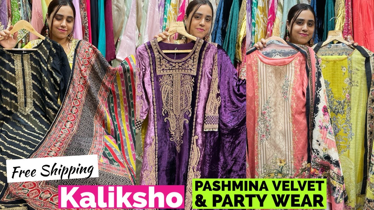 Kaliksho Brings You Stunning Party Wear Suits, Kaftans, Pashmina & Velvet Suits. Free Shipping.