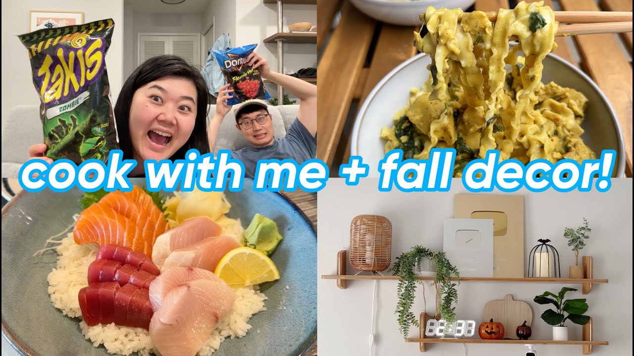 going on a sushi date 🍣, cook lunch with me 🍜 + decorating for fall! 🍂