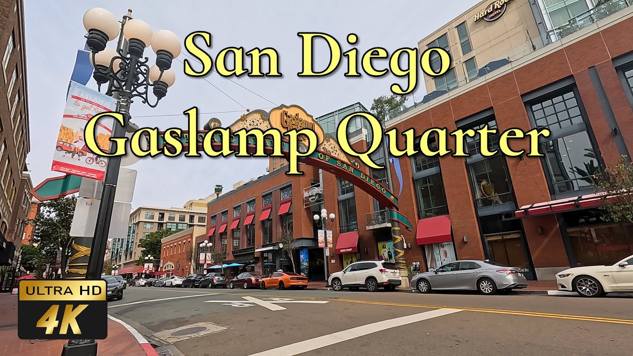 🇺🇸 Gaslamp Quarter, San Diego - beautiful spring day walking tour in 4K 60fps