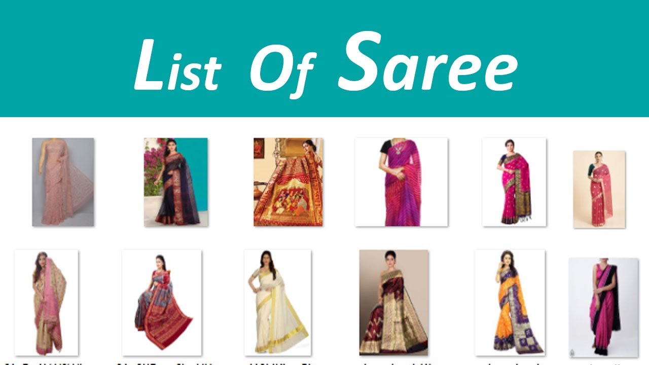 Best Fashionable & Traditional & Designer Saree name | list of saree