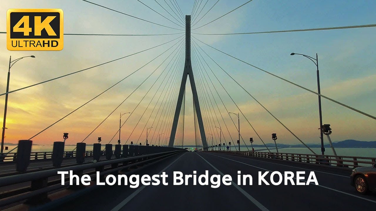 [4K] 인천대교에서 인천공항까지 드라이브 즐기기 | Drive across the Longest Bridge in Korea (Incheon Bridge)
