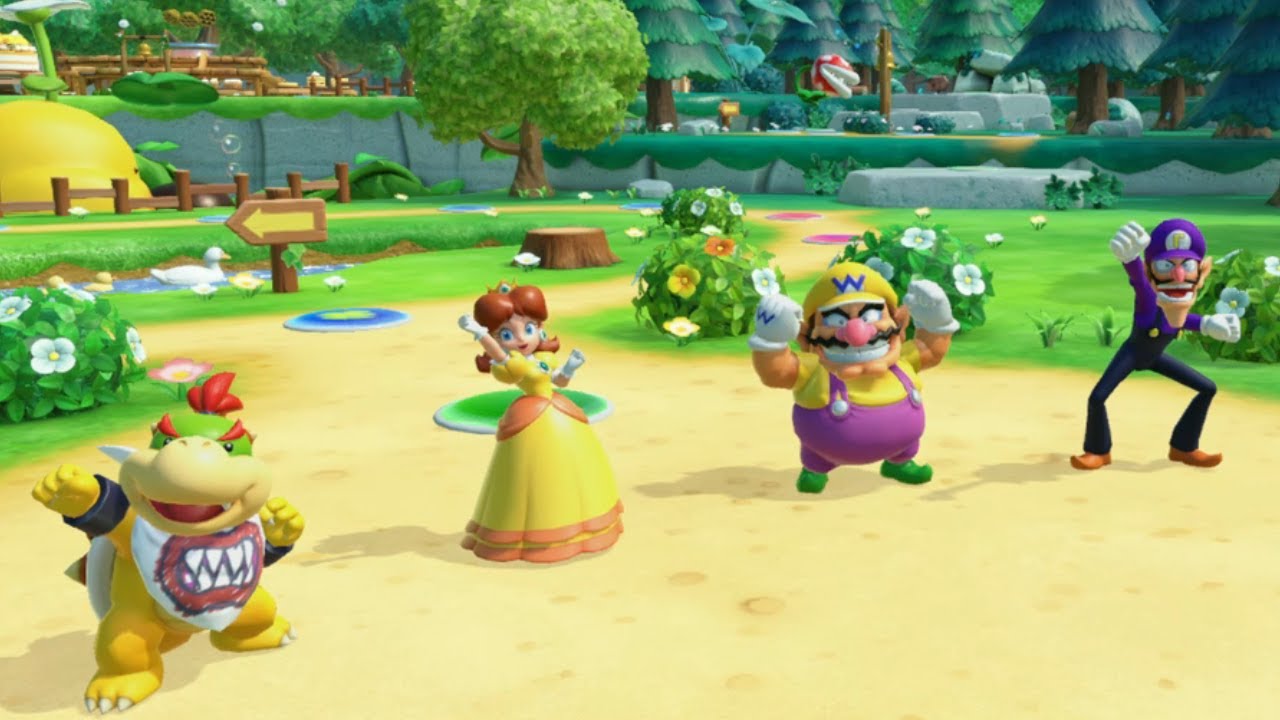 Super Mario Party Jamboree Mega Wiggler's Tree Party Daisy vs Wario , Waluigi & Bowser Jr.