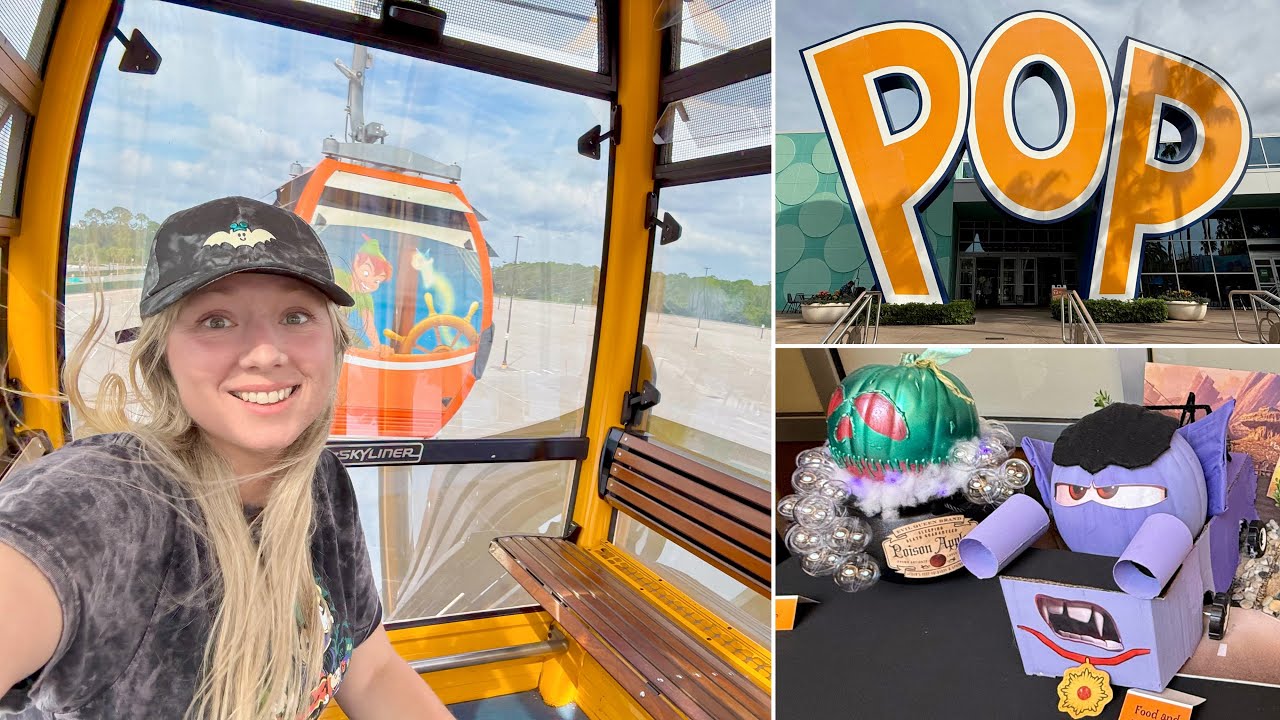 Riding the Disney Skyliner Halloween Week! POP Century & Riviera Resorts Pumpkin Carving & Exploring
