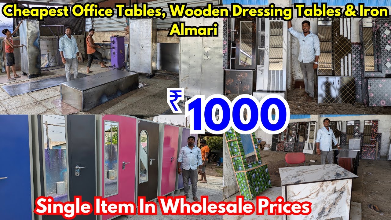 Cheap & Best Furniture Market In Hyderabad ₹1000 Office Tables, Wooden Dressing Tables & Iron Almari