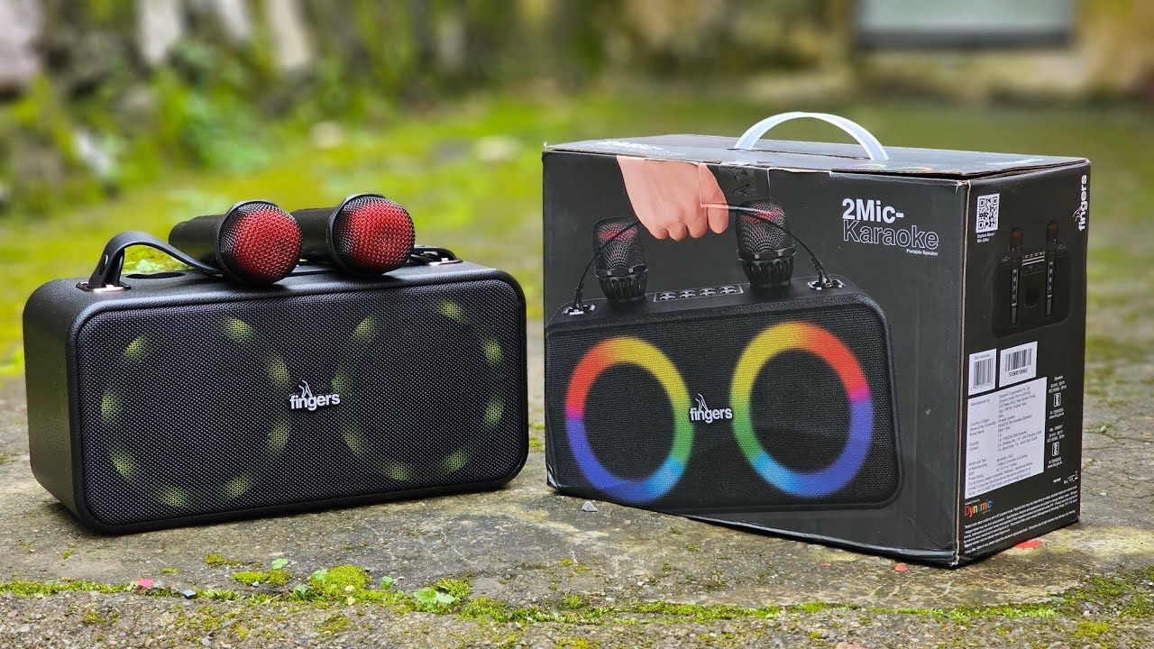 FINGERS 2Mic-Karaoke Portable Speaker with 2 Wireless Mics,RGB Lights, 6-hour Playback,24W⚡️Unboxing