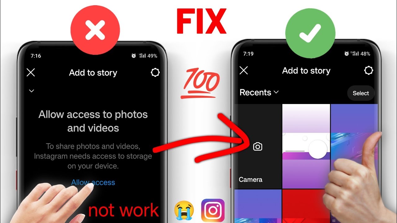 How to Allow to access photos and videos Instagram story | Fix Instagram Camera Problem in Android