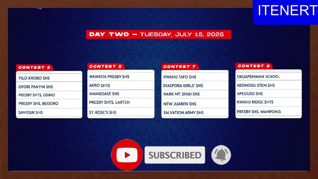 NSMQ 2025 EASTERN REGIONAL QUALIFIERS FIXTURES IN GHANA