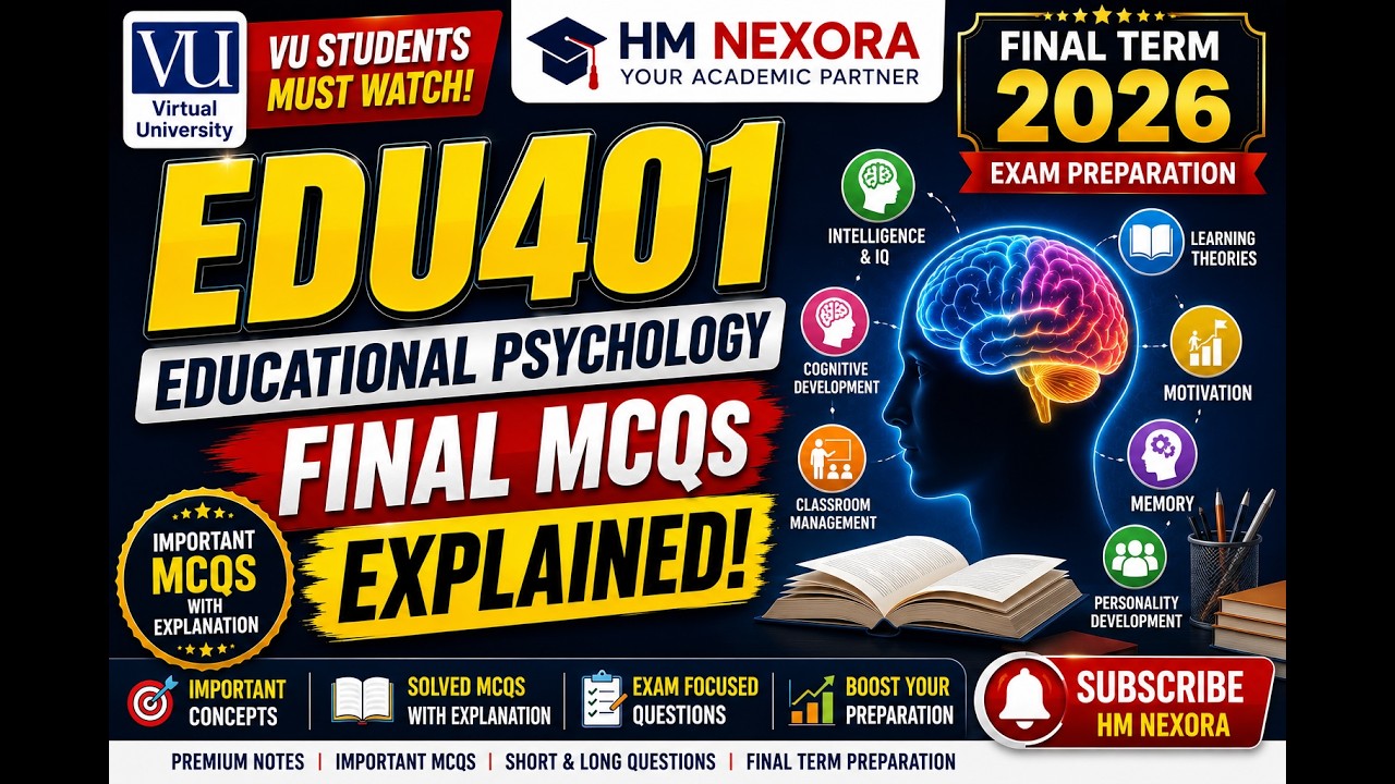 EDU401 Final MCQs Explained | Important MCQs for Final Term 2026 | VU Exam Preparation | HM Nexora