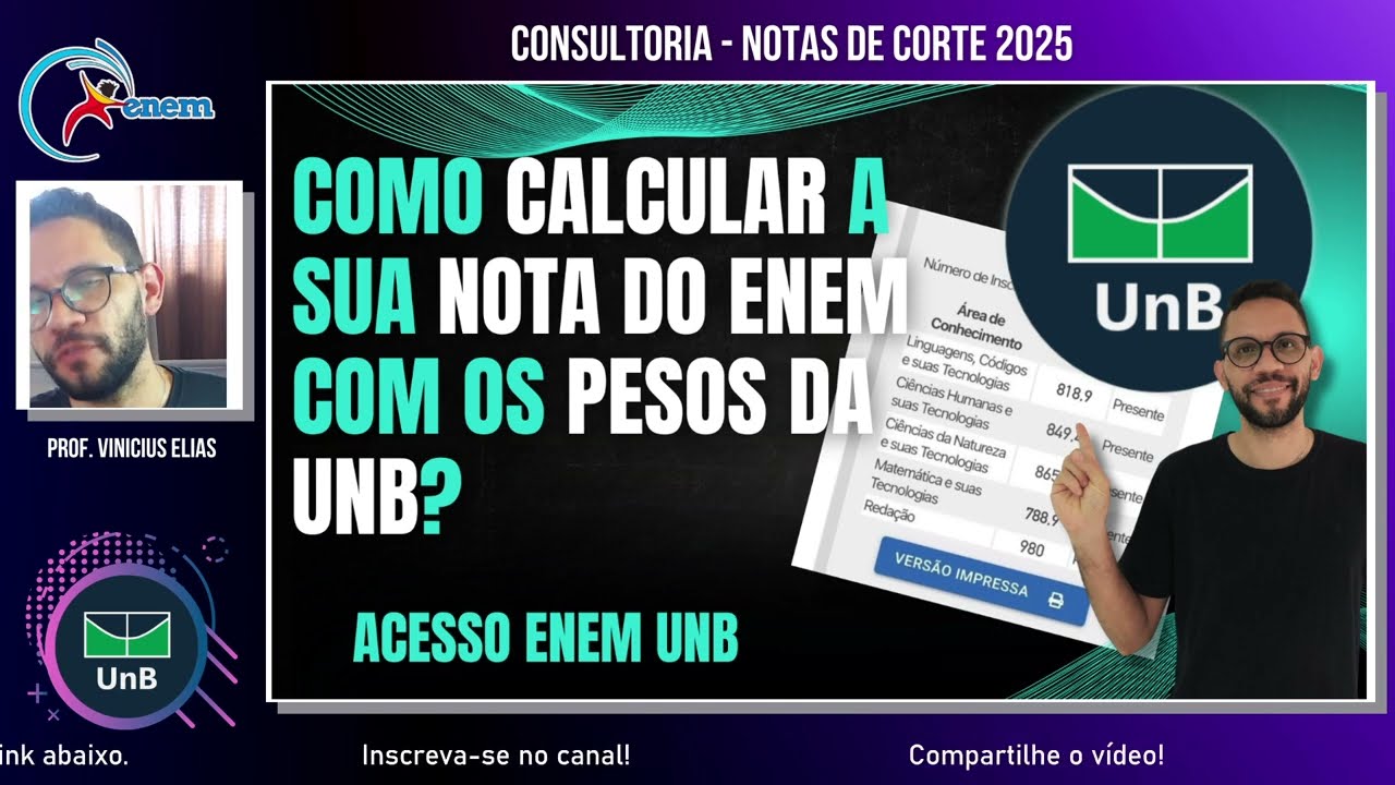 COMO CALCULAR A NOTA DO ENEM COM OS PESOS DA UNB?