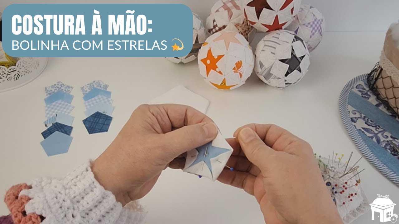 Como Fazer Bolinha de Tecido com Estrelas | Patchwork à mão passo a passo 🧵