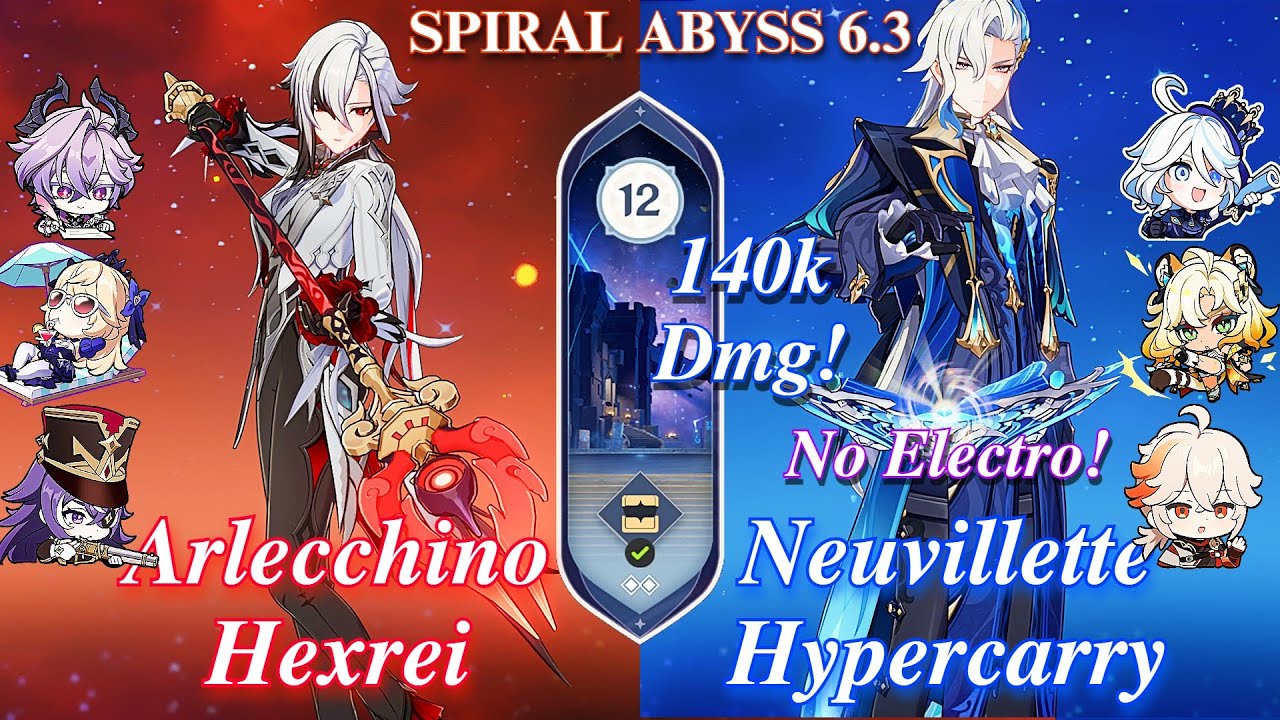 C0 Arlecchino Overload & C1 Neuvillette Hypercarry | Spiral Abyss 6.3 | Floor 12 |9* |Genshin Impact