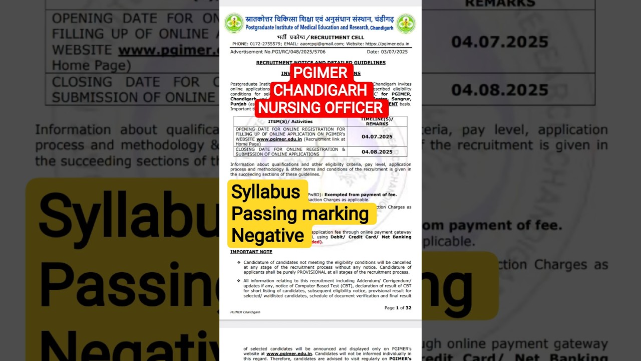 PGIMER CHANDIGARH NURSING OFFICER SYLLABUS 2025#shortvideo @24nursinghtricks