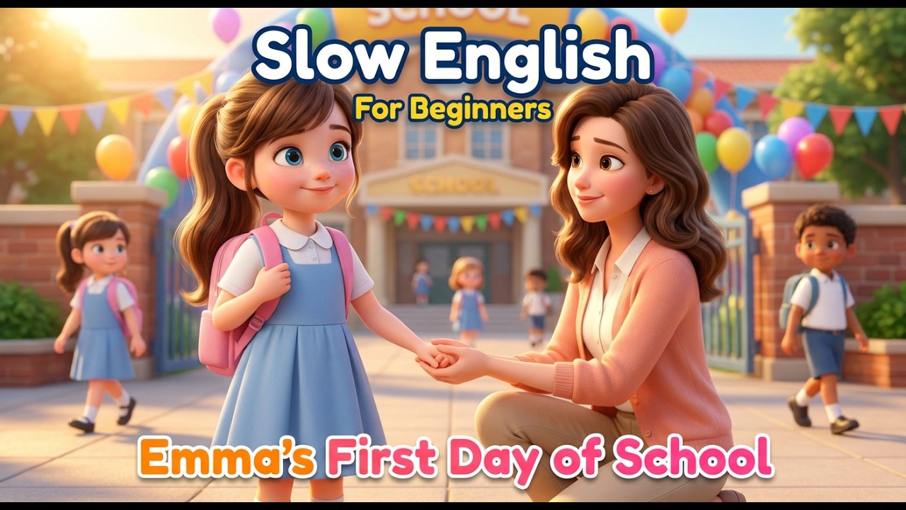 Emma's First Day of School | Easy English Listening Story for Beginners A1 Level