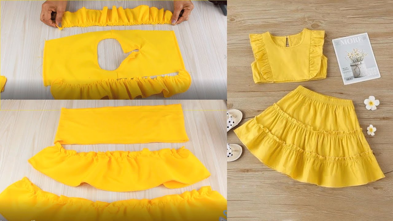 Muy f&aacute;cil de cortar y coser falda Tablones y top con faralao