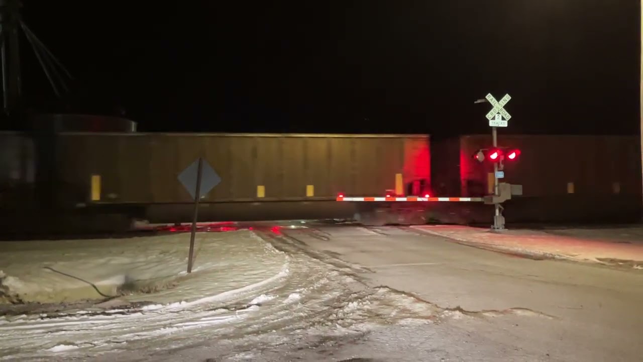 UP 8677 Manifest Train/Empty Coal Train West, S-89A Railroad Crossing, Kennard NE