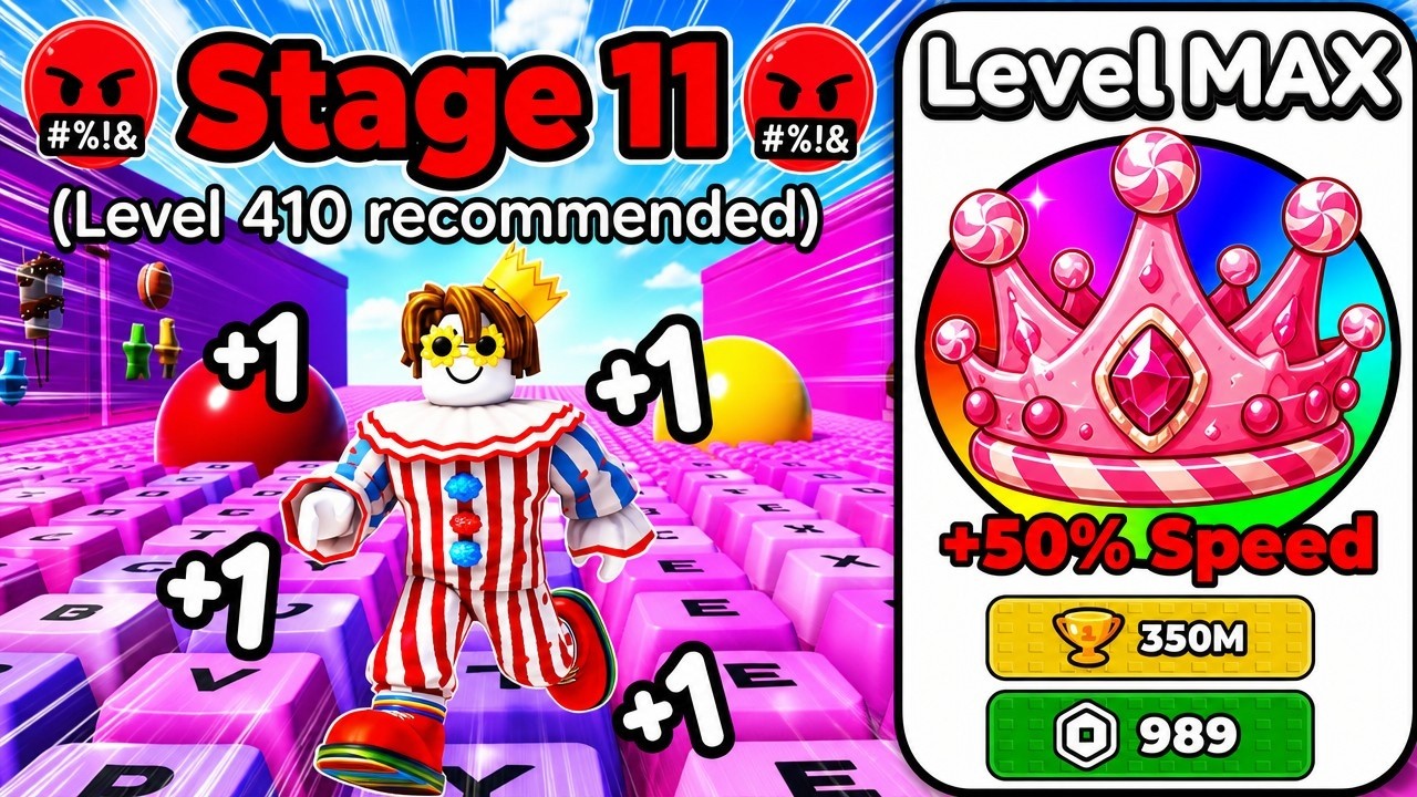 Beating STAGE 11 and 12 in +1 Speed Keyboard Escape! (Roblox)