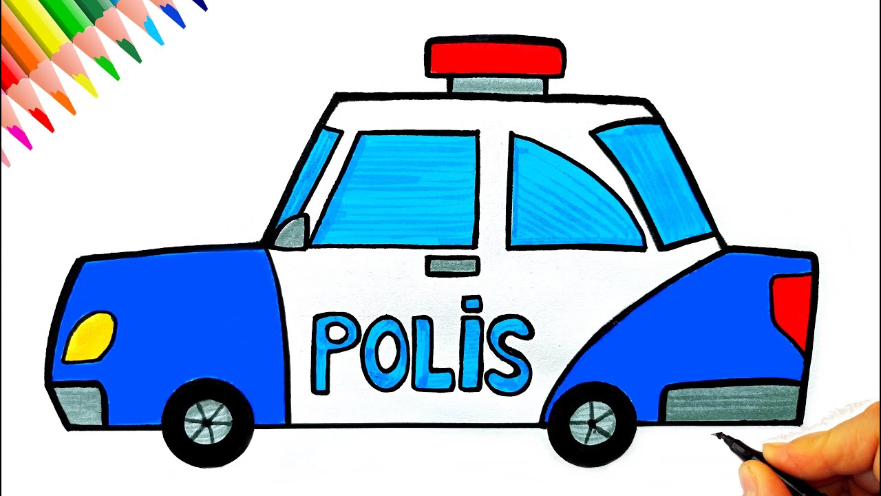 Polis Arabası Çizimi Kolay 🚓👮‍♂️ Polis Arabası Nasıl Çizilir? - Kolay Çizimler - Police Car Drawing