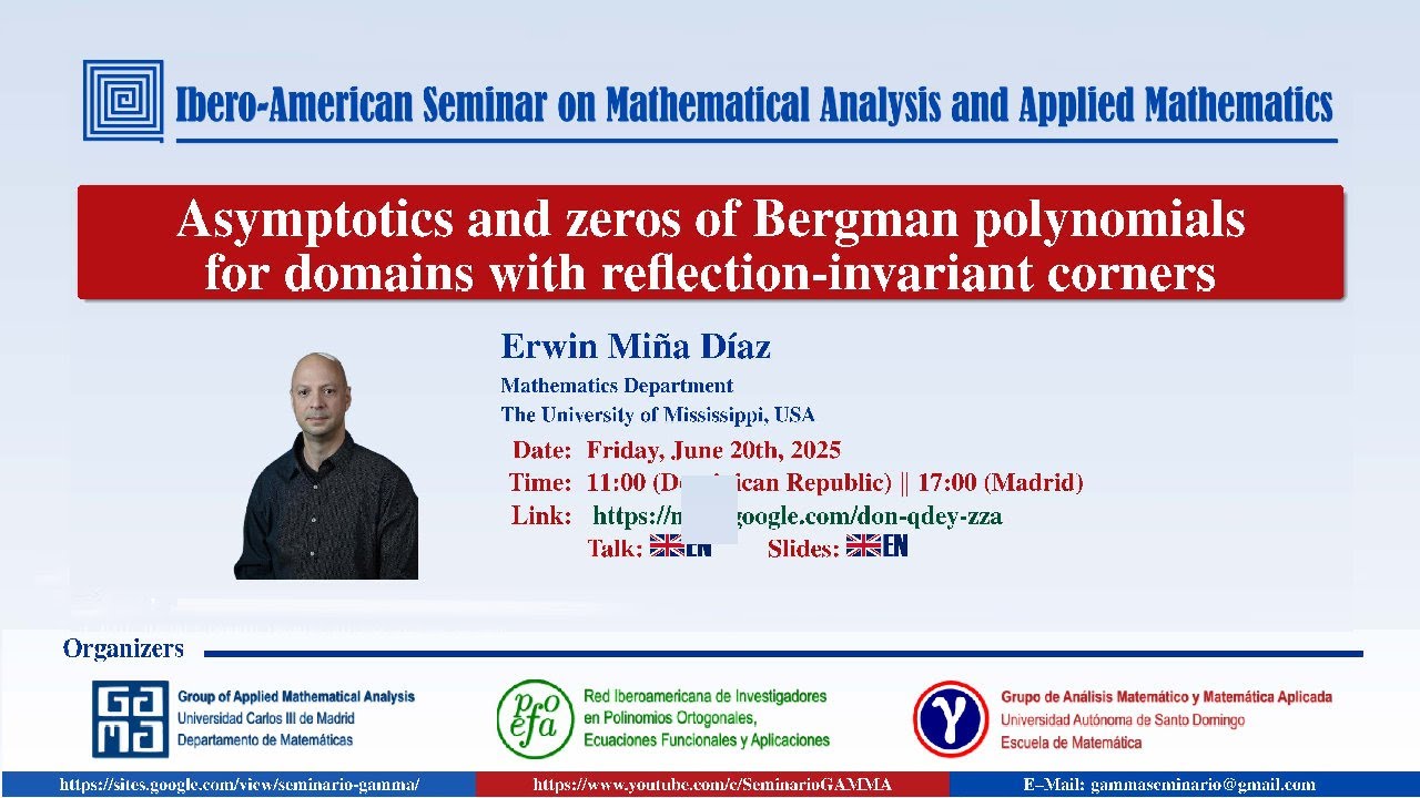 Asymptotics and zeros of Bergman polynomials, Erwin Miña Díaz