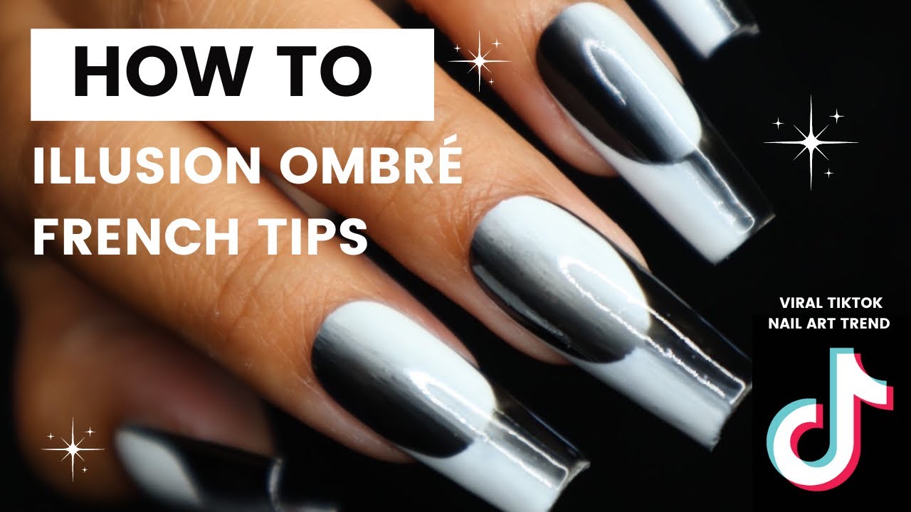 Viral illusion ombré French tip nail art tutorial | trying TikTok nail designs