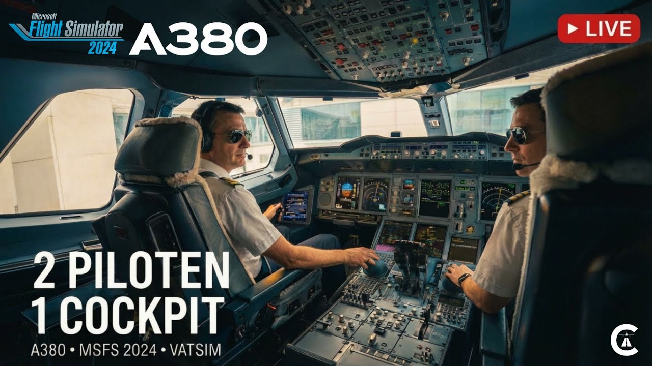 2 ECHTE Piloten im Shared Cockpit: A380 LIVE | Stockholm &rarr; M&uuml;nchen | MSFS2024