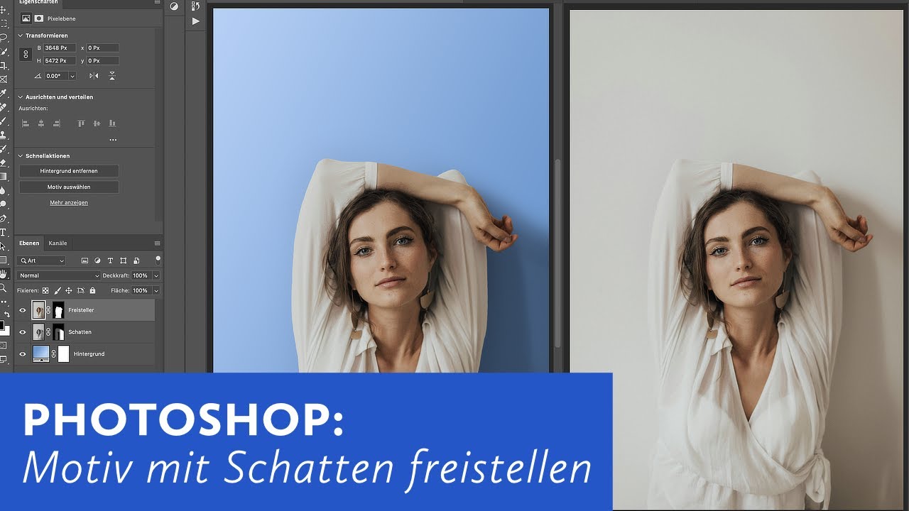 Photoshop: Motiv inklusive Schatten freistellen