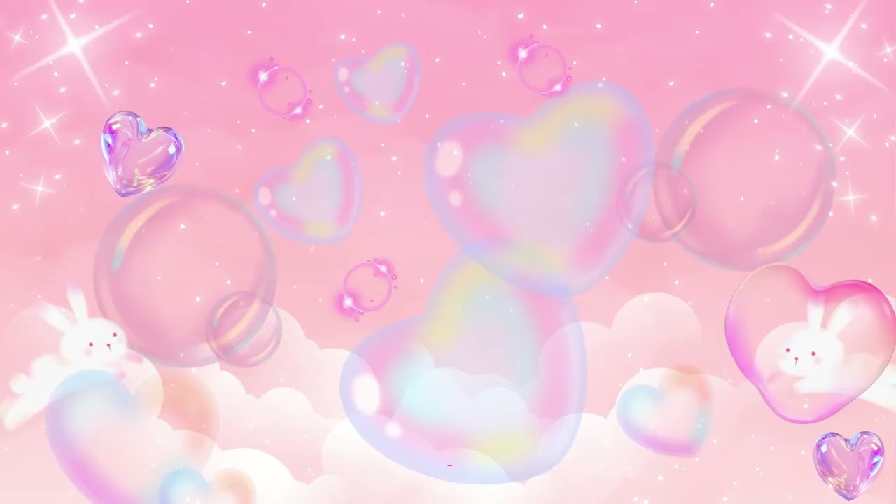 Valentine Pink Dreamy Hearts and Bubbles Screensaver | Valentine TV Art
